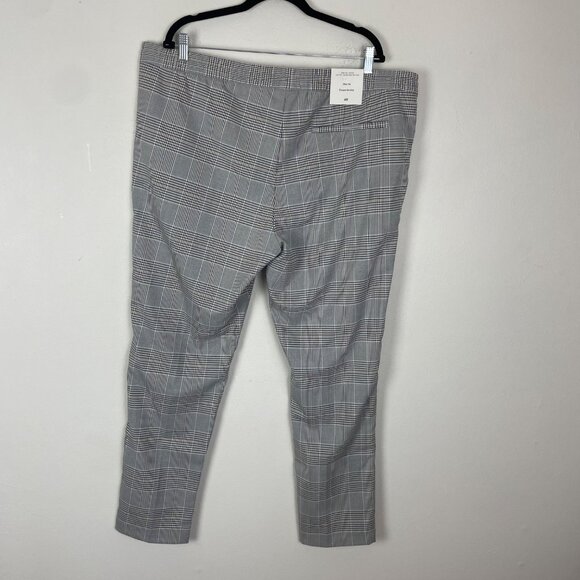 NWT H&M Women's XXL Gray Plaid Slim Fit Stretch Waist Tie Front Career Pants - Picture 8 of 10